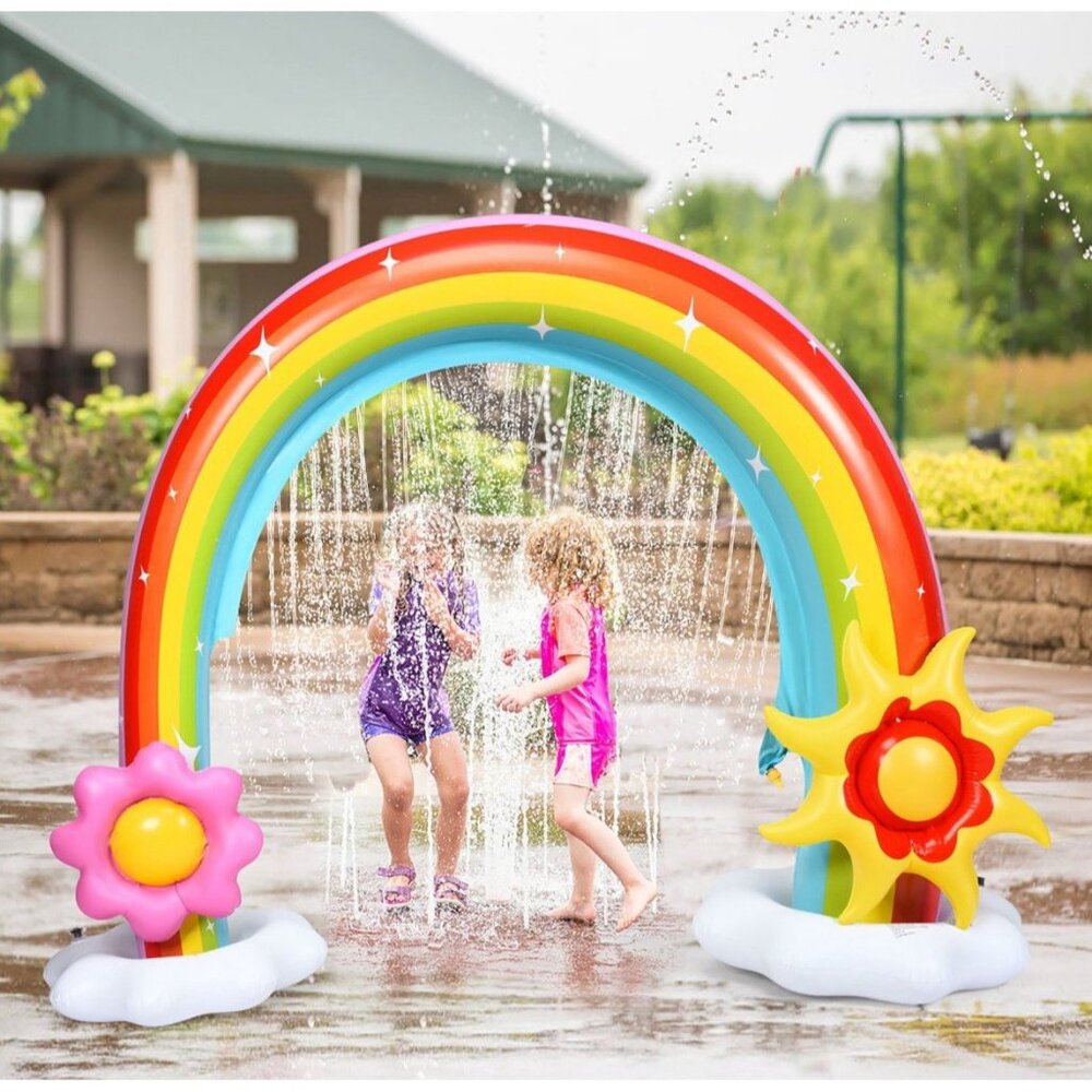 Inflatable Rainbow Water Sprinkler Puncture Resistant Outdoor Summer Party Jumbo